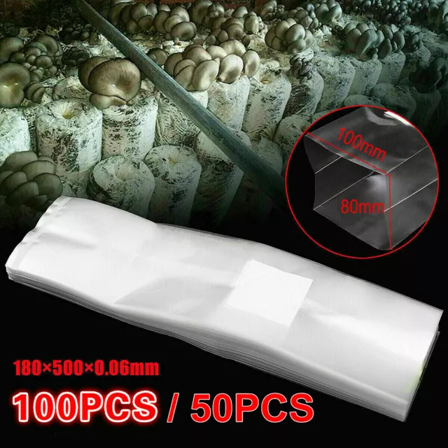 50/100X Mushroom Grains Spawn Grow Bag 180X500 Substrate High Temp Pre Sealable