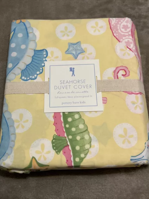 Pottery Barn Kids Seahorse Duvet Full Queen NEW Cotton Starfish Beach Preppy