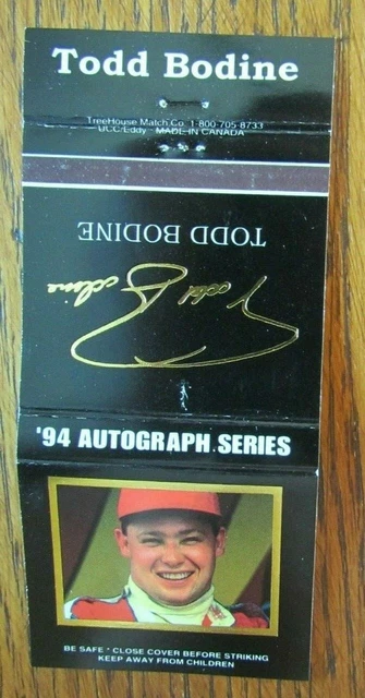 Nascar Racing Car Driver Todd Bodine Matchbook Cover Empty 1994 Matchcover -D4
