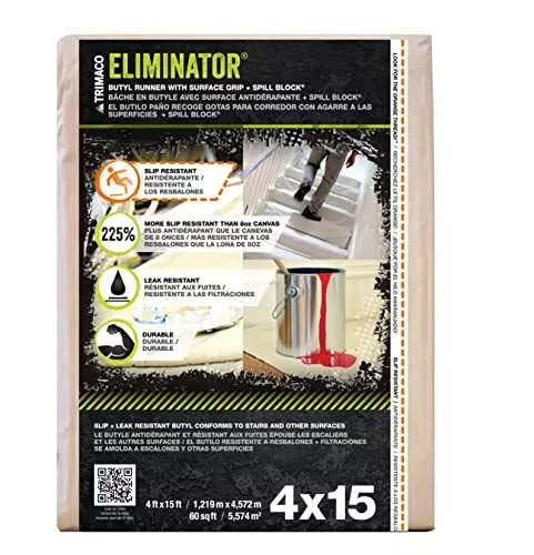 Trimaco Eliminator Butyl Drop Cloth, 4-feet x 15-feet