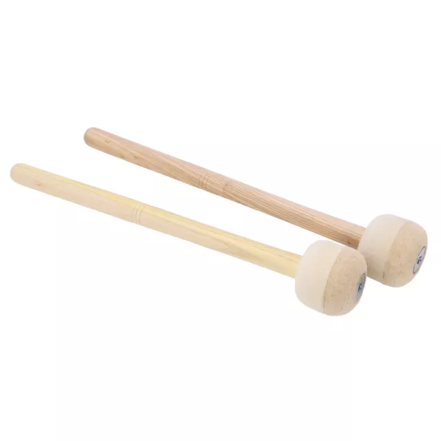 2x Tamburo Mallet Testa in Feltro Manico Lungo Legno Accessorio Strumento Antiscivolante GFL