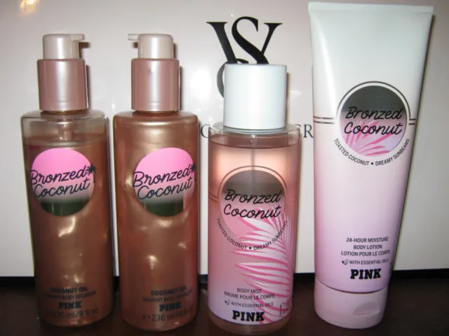Pink Victoria's Secret Bronzed Coconut Body Bronzer, Mist & Lotion Set/Lot