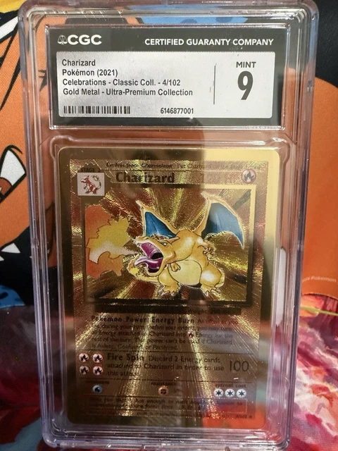 pokemon celebrations gold metal charizard card 4/102 ultra premium collection Charizard Pokemon Celebrations Ultra Premium Collection Metal Card #4 PSA 9 main image 0