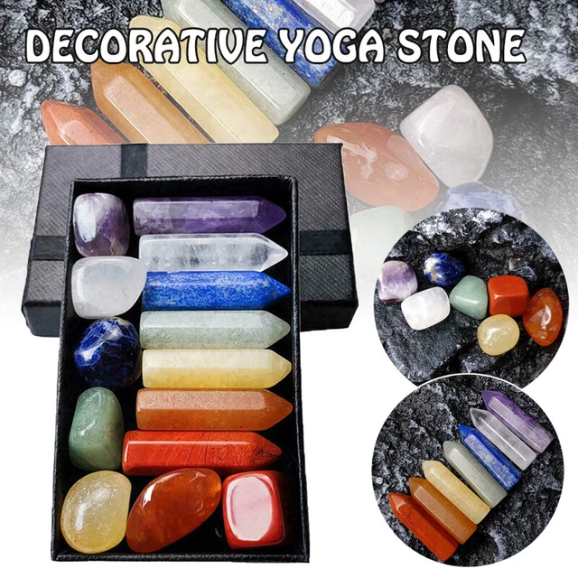 Chakra Natural Gem Stone Set Single Point Healing Quartz Crystal Wand Kit A