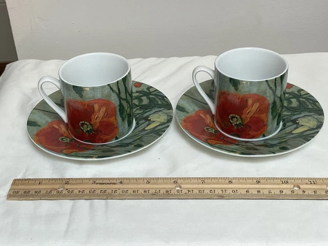 Van Gogh Museum Amsterdam Espresso Coffee Cups/Saucers Butterflies and Poppies 2 Van Gogh Museum Amsterdam Espresso Coffee Cups/Saucers Butterflies and Poppies 2