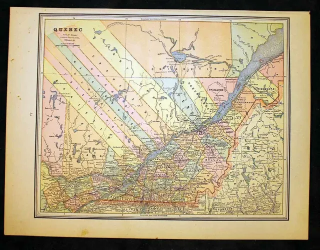 Antique Map 1889 Quebec or Ontario 11" x 14½"