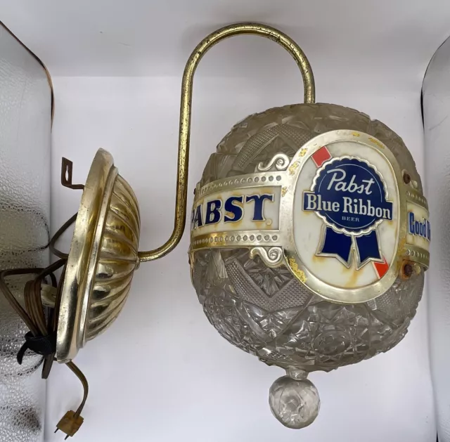 Vintage PBR Pabst Blue Ribbon (Working) Rotating Beer Light Up Wall Sconce