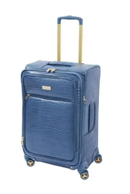 Samantha Brown 26" Spinner luggage Durable Croco-Embossed PVC-Bravo Blue-NWT