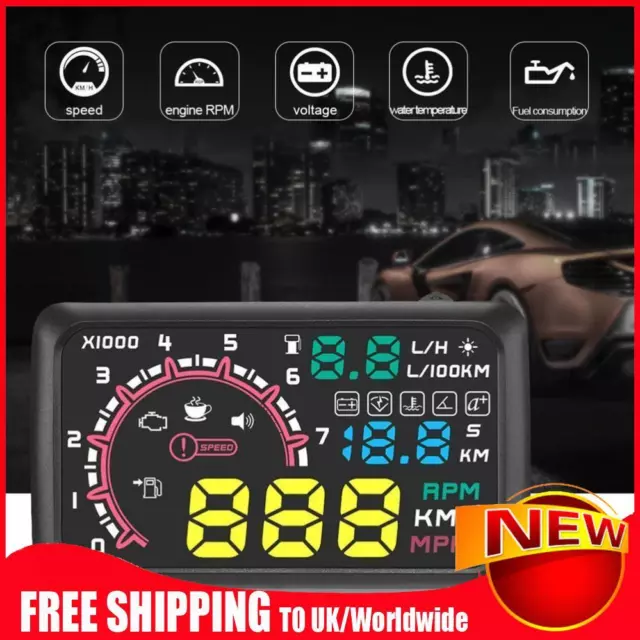 W02 HUD Auto Head Up Display Film 5.5Inch Windshield OBD2 Car Speed Display