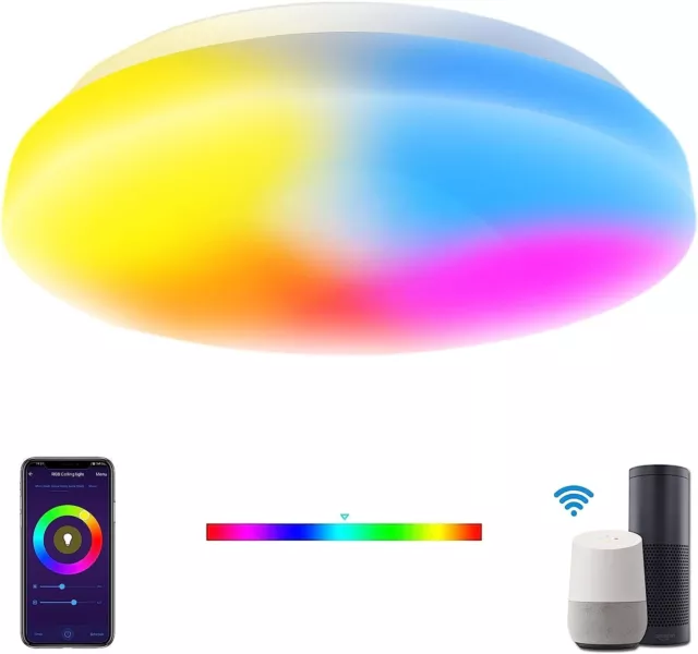 Plafoniera LED intelligente multicolore app controllo vocale Alexa WiFi RGB