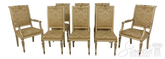 LF59625EC:Set of 8 French Louis XVI Paint Decorated Dining Room Chairs LF59625EC:Set of 8 French Louis XVI Paint Decorated Dining Room Chairs