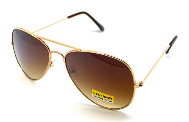 Gafas De Sol Aviador Hombre Mujer Sunglasses Uv400 Espejo Marron