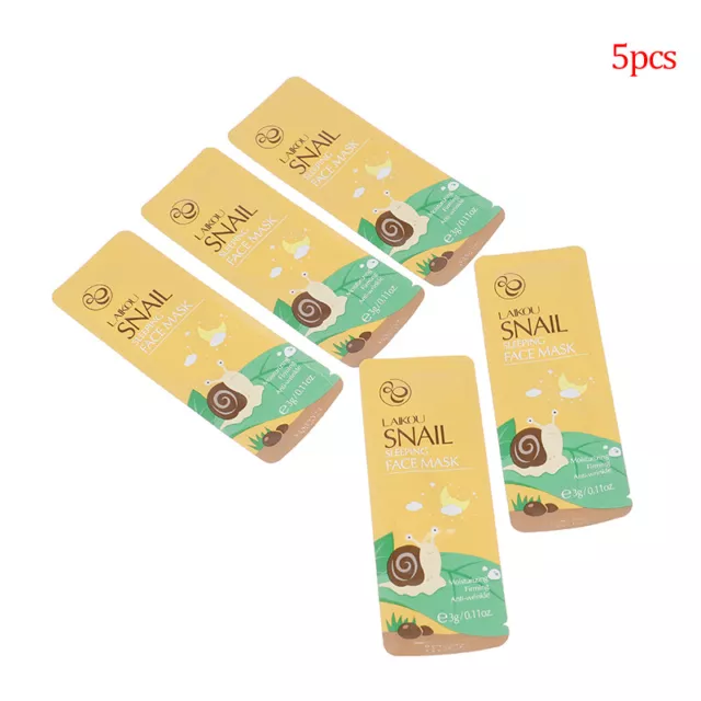 5pcs Snail Face Mask No Washing Portable Travel Anti Wrinkle Moisturizing ma7H