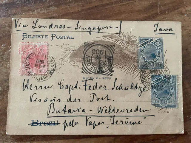 Incoming Niederländisch Indien Batavia aus Brasilien Manaos Alf. Haag 1900