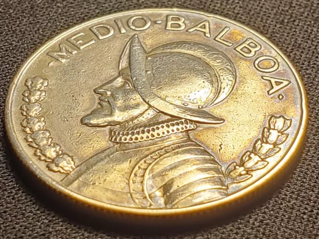 Panama 1966 Medio-Balboa 1/2 Silver Half High Luster High Grade Coin Ships NOW!