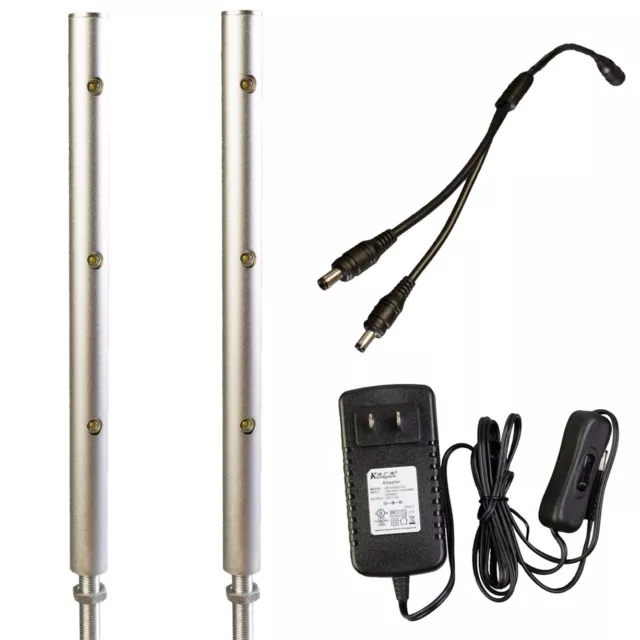 2x Jewelry showcase LED light Pole Silver 4000K Retail display + UL power FY-34M