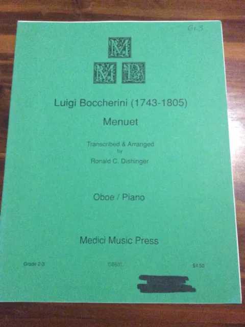 Luigi Boccherini Menuet By Dishinger Oboe & Piano Music Book