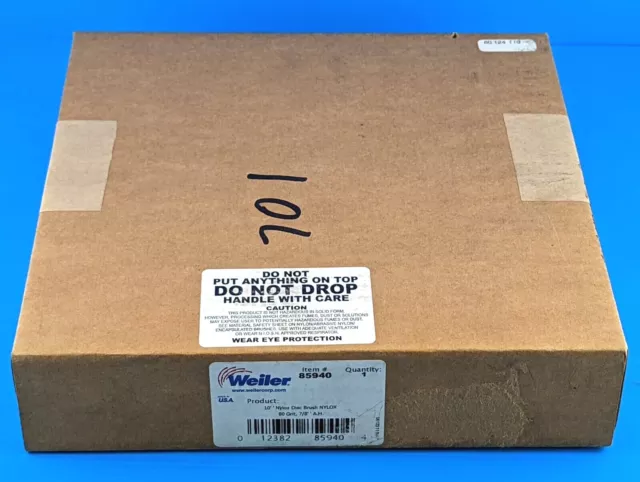 SEALED Weiler 85940 10" Nylox Disc Brush, 80 Grit, 7/8" Arbor Hole, Made In USA