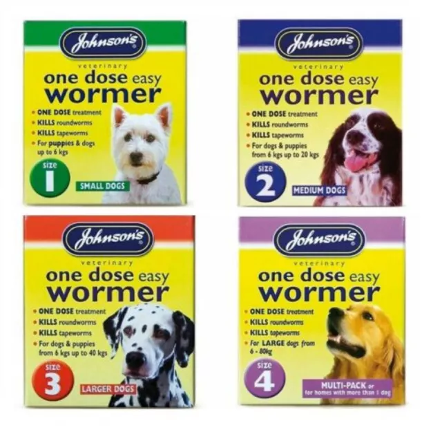 Johnsons One Dose Easy Wormer Cat Dog Roundworm & Tapeworm Worming Tablets