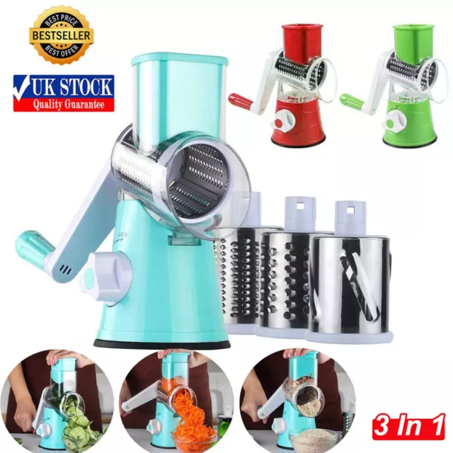 Stainless Steel Veg Food Chopper Shredder Slicer Hand Crank Rotary Cheese Grater