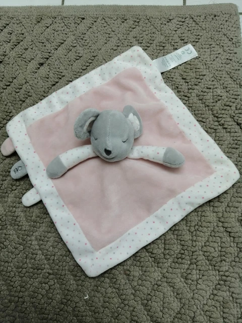 Doudou obaibi souris grise, rose, blanc, a pois
