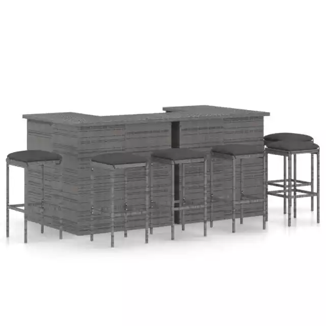 Meuble de bar de jardin 8 pcs avec coussins RÃ©sine tressÃ©e Gris