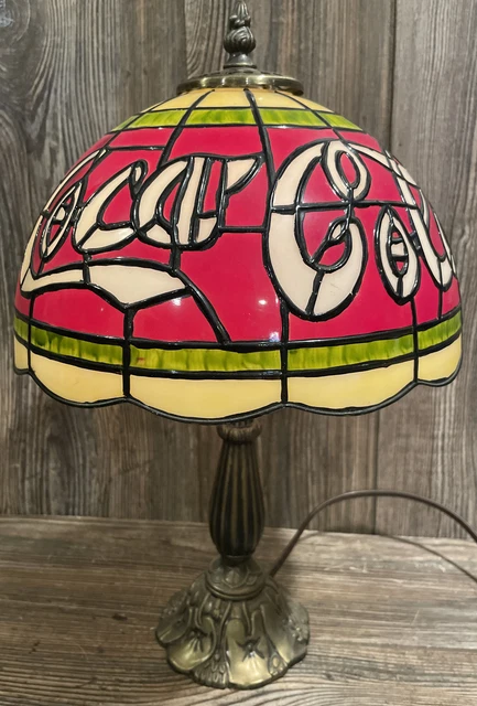 VTG- Coca Cola 16” Tiffany Style Like Plastic “Stained Glass” Shade Working Lamp