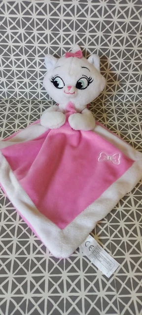 Doudou plat chat Marie Les Aristochats blanc rose nœud Disney Nicotoy