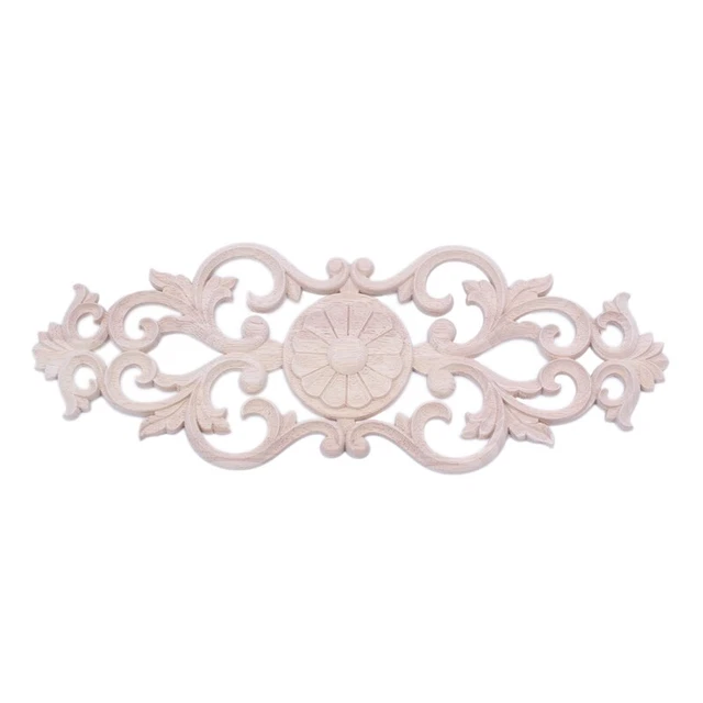 Applique Gomma Legno Intagliato Retro Mobili Artigianato Decorazione Nuovo (40x15Cm) O4W7