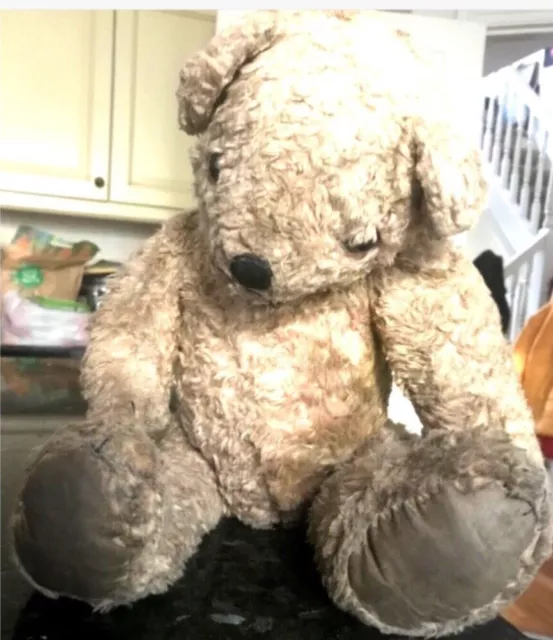 Antique Old Very Rare Hunchback Teddy Bear Jointed Moving Arms Legs Mohair Brown
