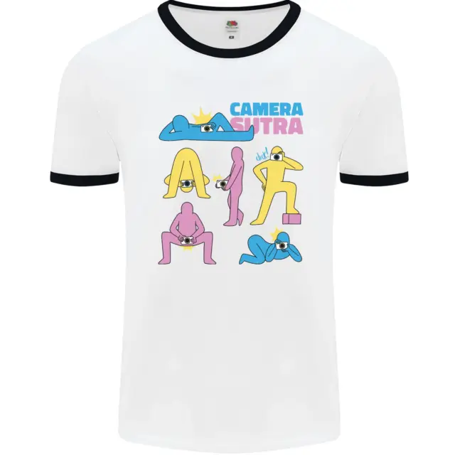 Camera Sutra Photography Photographer Funny Mens White Ringer T-Shirt