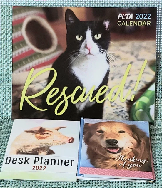 2022 PETA RESCUED Calendar Greeting Cards Desk Planner 6.00 PicClick