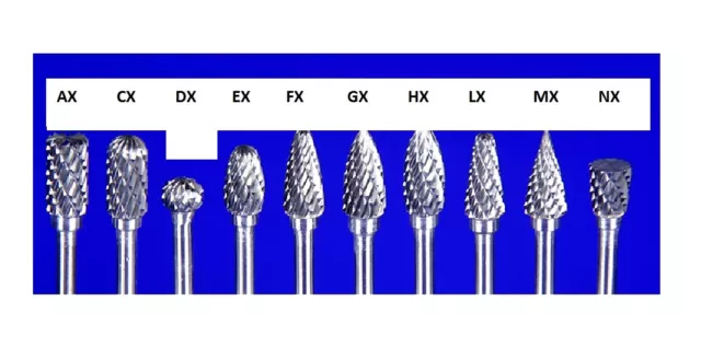 Form MX6 Spitzkegel  Z7 Hartmetall HM Bit  Fräser 3 mm Schaft, 6 Ø ETHMF-MX6