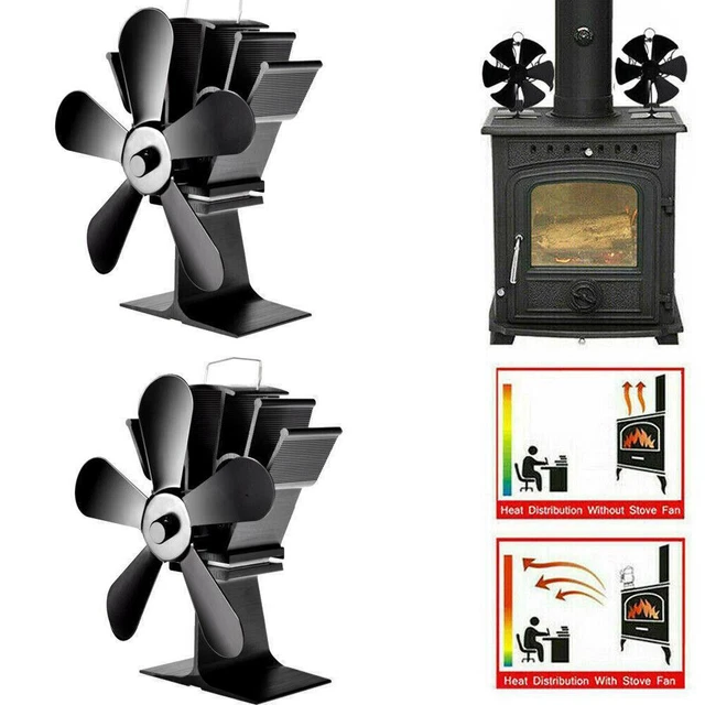 5-Blatt Stromloser Kaminofen Ventilator Ofenventilator Gebläse Holzofen Kamin