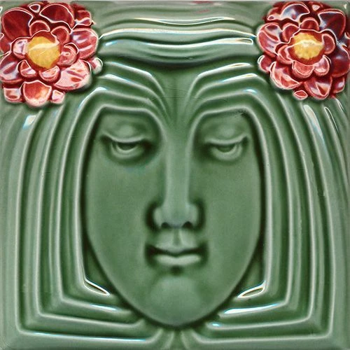 Ceramic Tile Art Nouveau Vintage German Trivet Majolica Fliese Reproduction