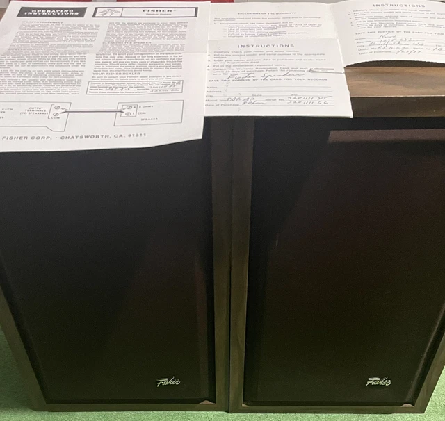 1979 Fisher 3-Way Stereo Speaker System SAT-A3 / Rare, One Owner Original Papers