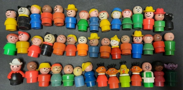 Vtg Imperfect Fisher Price Little People Lot of 44 Includes HTF & Sesame Street