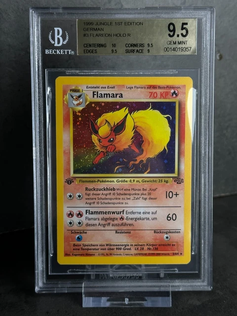 Pokémon Flamara/Flareon - 3/64 Jungle 1st Edition Holo BGS 9.5 GEM MINT no PSA
