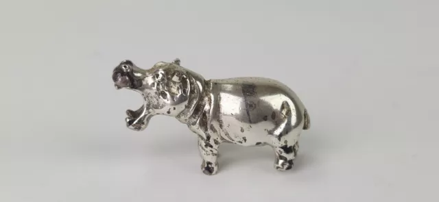 Vintage STERLING SILVER Miniature Hippopotamus Hippo Figurine 21g