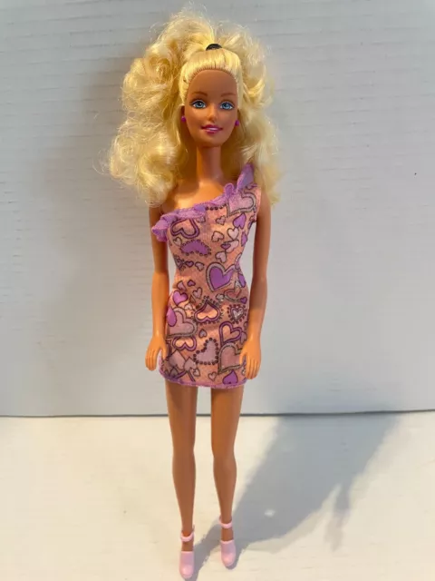 Vintage Loose Barbie Doll Mattel 1998 with Hearts Dress Skirt Valentines Day