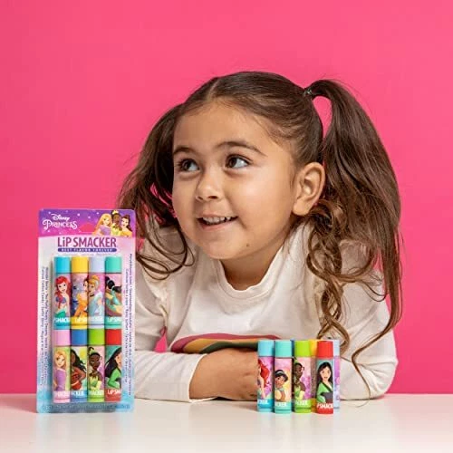 Lip Smacker Disney Princess Flavored Lip Balm Party Pack 8 Count, Clear, For 2