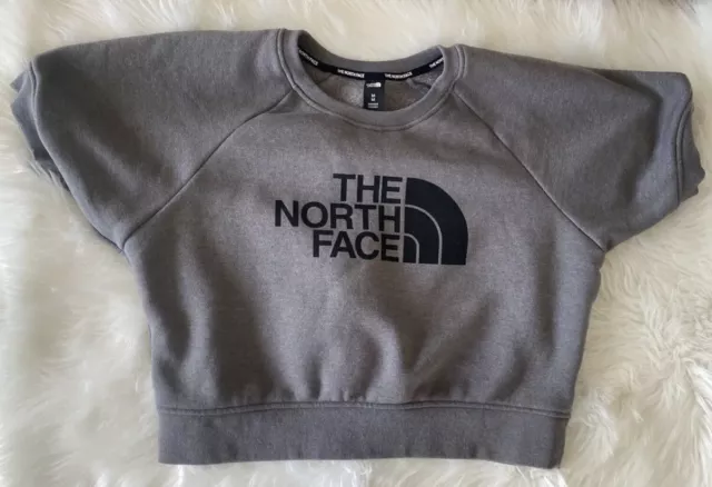 The North Face Gray Short Puff Sleeves Crew Neck Sweatshirt Women’s Size Medium