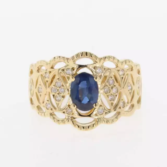 sapphire design ring YG YellowGold ring melee dia Ring 18K sapphire diamond ...