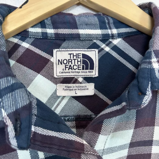 THE NORTH FACE Plaid Flannel Shirt Button-down Roll-up Sleeves Women’s ...