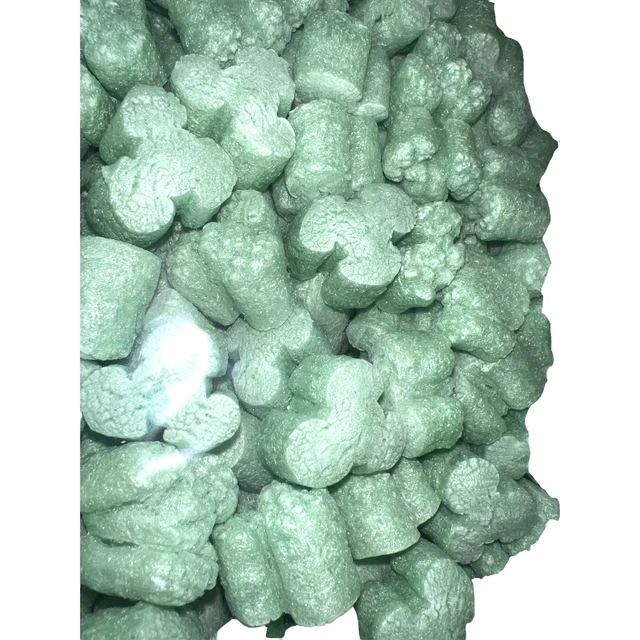 Funpak Packing Peanuts Green Shamrock Shape Minipack .6 Cu Ft Biodegradable