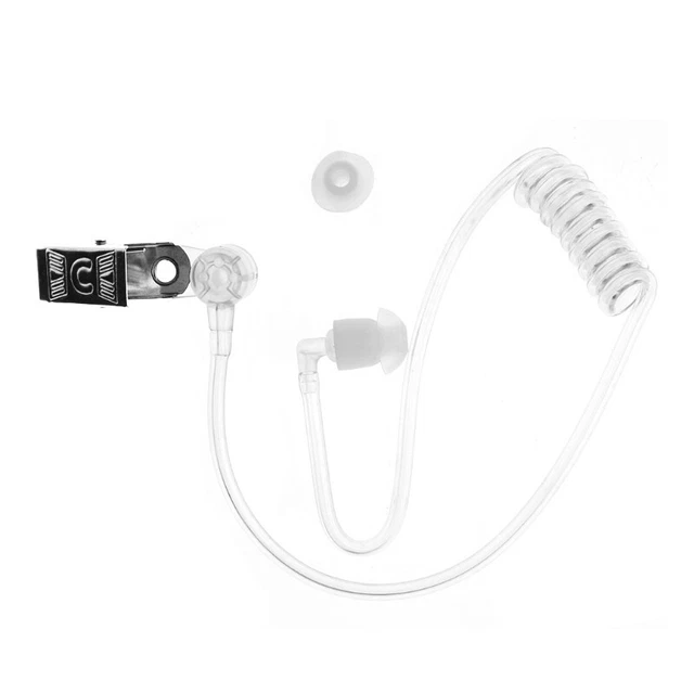 COIL ACOUSTIC AIR Tube With Metal Clip Replacement For Radio Earpiece