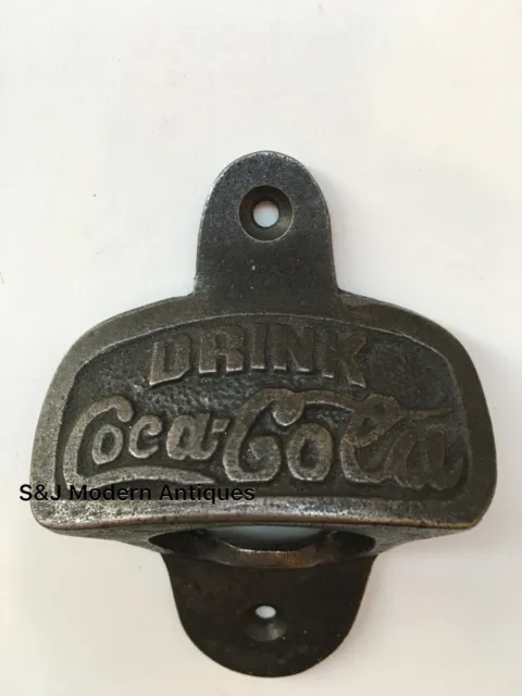 Coca Cola Bottle Top Opener Wall Mounted Vintage Antique Iron Retro Engraved Old