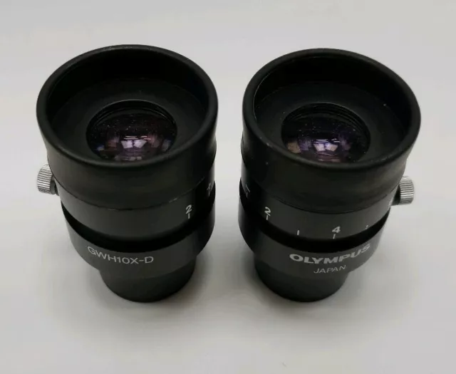 Lot of 2 Olympus GWH10X-D Eyepieces for Stereo Microscope
