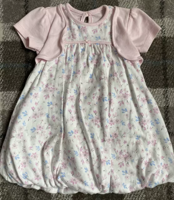 M&Co Baby Girl Dress Blue Floral Dress 3-6 months Baby Girl Summer Dress EUC