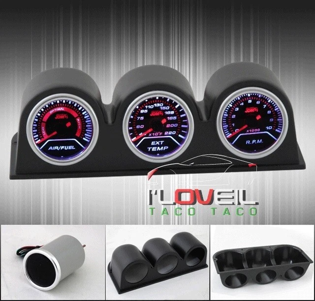 Air Fuel Ratio + Gas Temp + Tachometer Rpm Gauges + Triple Pods Holders